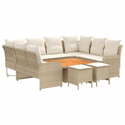 Möbelset 8 st Beige och gräddfärgad PE Rattan