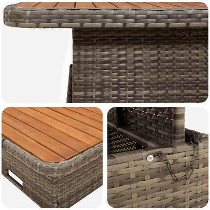 Möbelset med kudde 8 pcs Grå och Marinblå PE Rattan