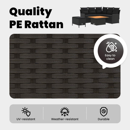 Möbelset 5 st Svart PE Rattan