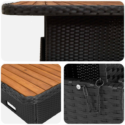 Möbelset med kudde 5 pcs Svart och kräm PE Rattan