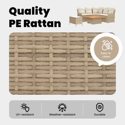 Möbelset 5 st Beige och gräddfärgad PE Rattan