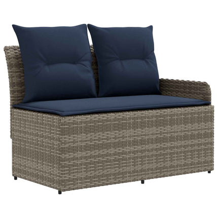 Möbelset med kudde 5 pcs Grå och Marinblå PE Rattan