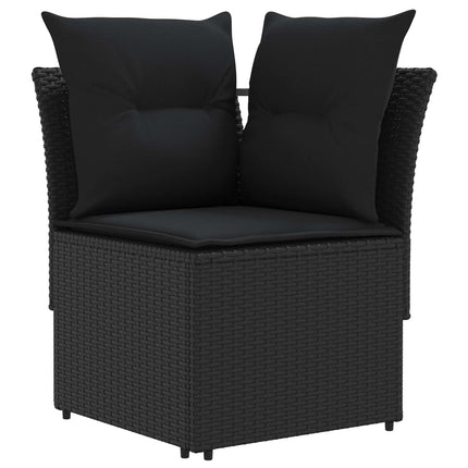 Möbelset med kudde 7 pcs Svart PE Rattan