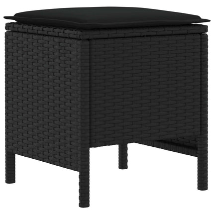Möbelset med kudde 7 pcs Svart PE Rattan