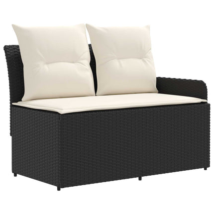 Möbelset med kudde 7 pcs Svart och kräm PE Rattan