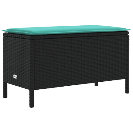Möbelset med kudde 7 pcs Svart och turkos PE Rattan