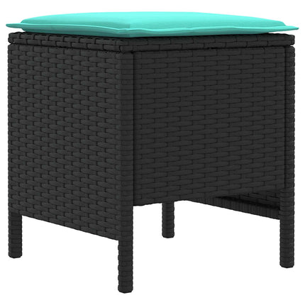 Möbelset med kudde 7 pcs Svart och turkos PE Rattan