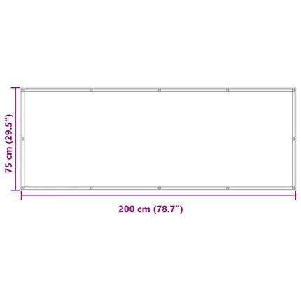 Balkong Skärm 75 x 200 cm PU-belagt oxford alu