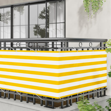 Balkong Skärm Gul och Vit 75 x 200 cm PU-belagt oxford alu