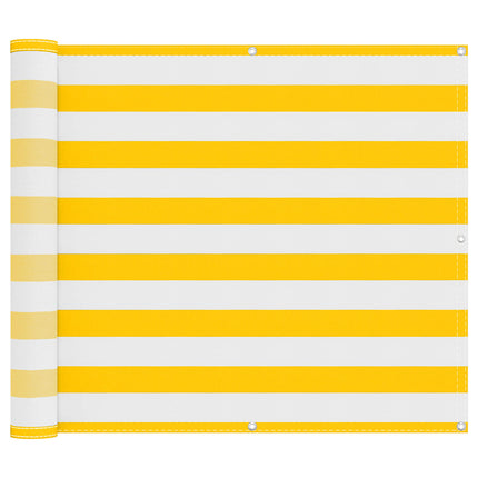 Balkong Skärm Gul och Vit 90 x 200 cm PU-belagt oxford alu