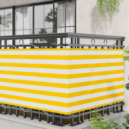 Balkong Skärm Gul och Vit 100 x 200 cm Oxford Tyg