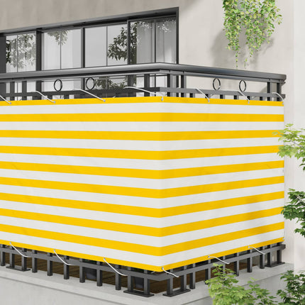 Balkong Skärm Gul och Vit 110 x 500 cm Oxford Tyg
