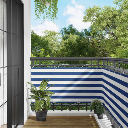 Balkong Skärm Blå och Vit 75 x 200 cm PU-belagt oxford alu