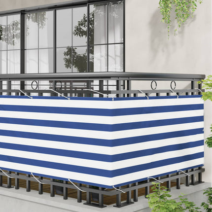 Balkong Skärm Blå och Vit 75 x 200 cm PU-belagt oxford alu