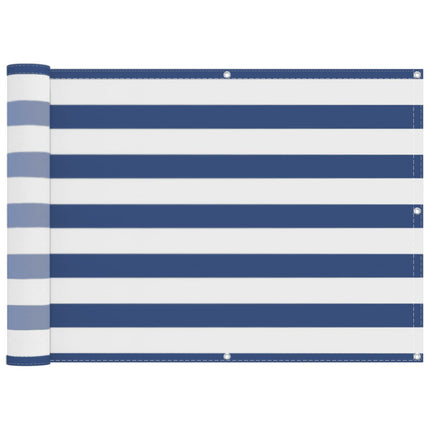 Balkong Skärm Blå och Vit 75 x 200 cm PU-belagt oxford alu