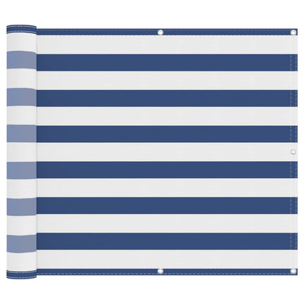 Balkong Skärm Blå och Vit 100 x 500 cm PU-belagt oxford alu