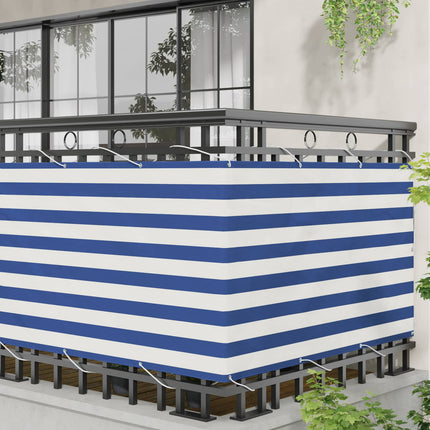 Balkong Skärm Blå och Vit 100 x 600 cm Oxford Tyg