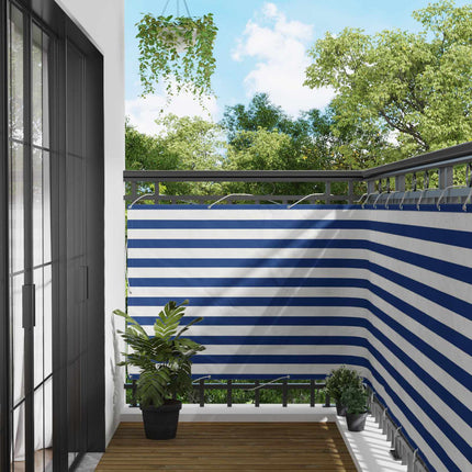 Balkong Skärm Blå och Vit 120 x 200 cm PU-belagt oxford alu