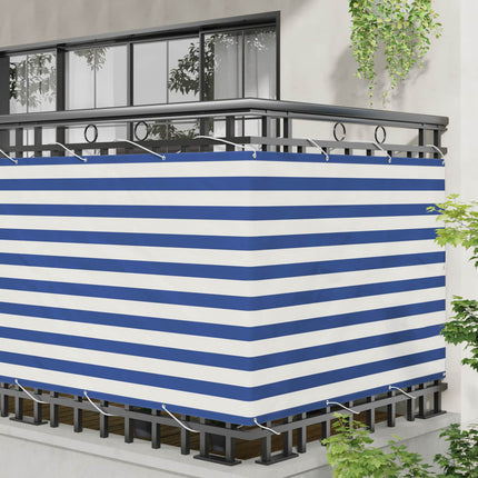 Balkong Skärm Blå och Vit 120 x 200 cm PU-belagt oxford alu