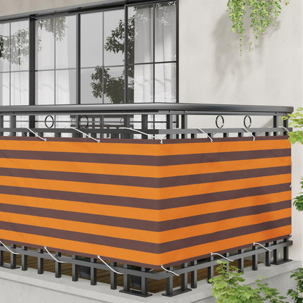 Balkong Skärm Orange och Brunt 75 x 200 cm PU-belagt oxford alu