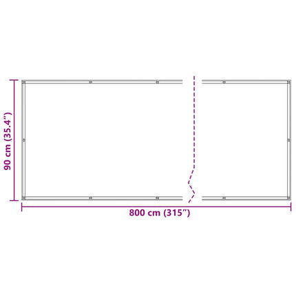 Balkong Skärm Ljusgrå och vit. 90 x 800 cm PU-belagt oxford alu