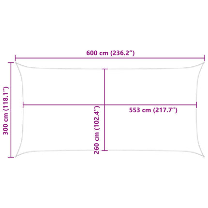 Solskugge segel Gul och Vit 6 x 3 m 100% polyester oxford