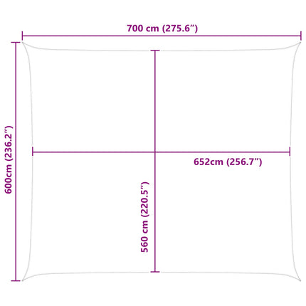 Solskugge segel Ljusgrå och vit. 7 x 6 m 100% polyester oxford