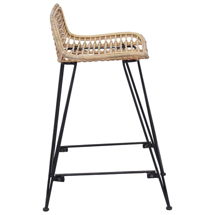 Barpall 2 pcs Naturlig 44 x 45 x 76 cm Rattan och Stål