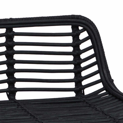 Barpall 2 pcs Svart 44 x 45 x 76 cm Rattan och Stål