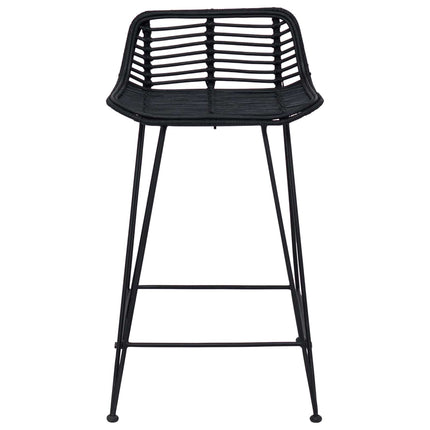 Barpall 2 pcs Svart 44 x 45 x 76 cm Rattan och Stål