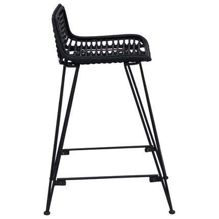 Barpall 2 pcs Svart 44 x 45 x 76 cm Rattan och Stål