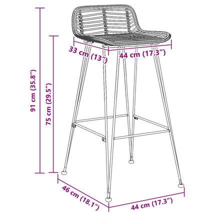 Barstol 44 x 46 x 91 cm Rörjärn Dia, 10mm