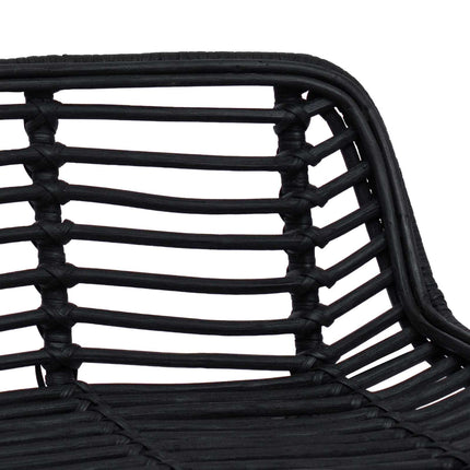 Barpall 2 pcs Svart 44 x 46 x 91 cm Rattan och Stål