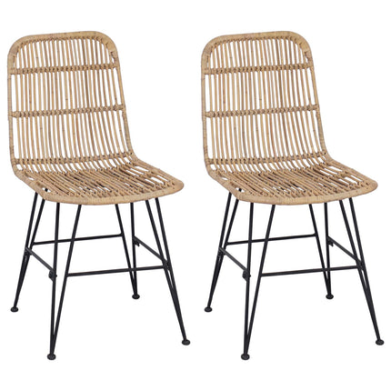 Matsalsstol 2 pcs Naturlig 41 x 55 x 85 cm Rattan och Stål