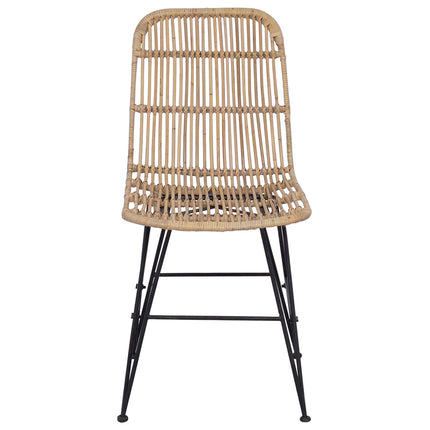 Matsalsstol 2 pcs Naturlig 41 x 55 x 85 cm Rattan och Stål