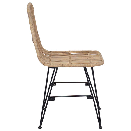 Matsalsstol 2 pcs Naturlig 41 x 55 x 85 cm Rattan och Stål