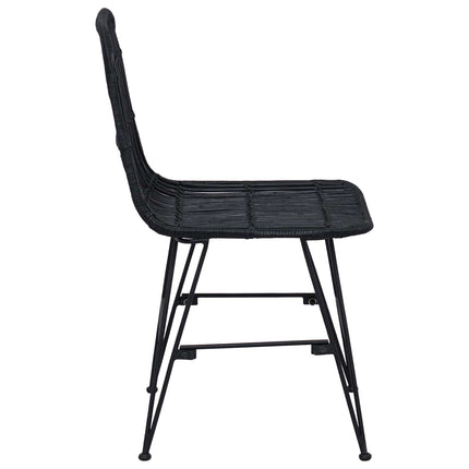 Matsalsstol 2 pcs Svart 41 x 55 x 85 cm Rattan och Stål