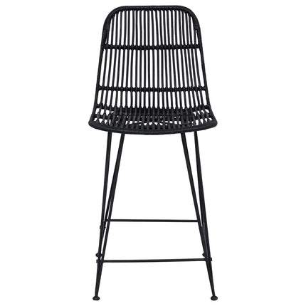 Barpall 2 pcs Svart 44 x 54 x 96 cm Rattan och Stål