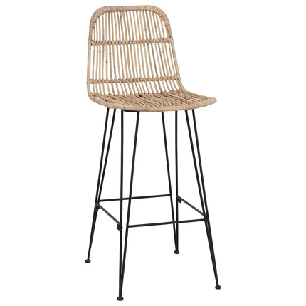 Barpall 2 pcs Naturlig 44 x 55 x 109 cm Rattan och Stål