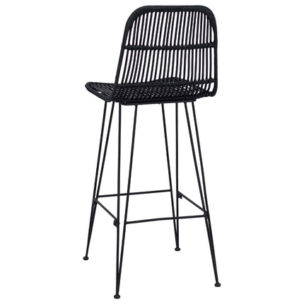 Barpall 2 pcs Svart 44 x 55 x 109 cm Rattan och Stål