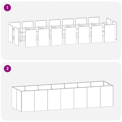 Trädgårdsplanterare Vit 280 x 80 x 60 cm Kallvalsat stål