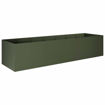 Trädgårdsplanterare Olivgrön 280 x 80 x 60 cm Kallvalsat stål