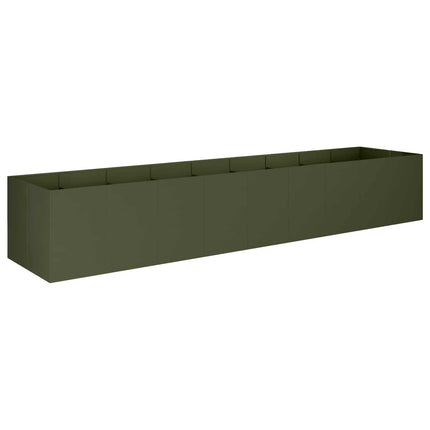Trädgårdsplanterare Olivgrön 360 x 80 x 60 cm Kallvalsat stål