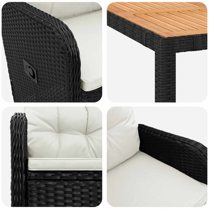 Utomhusmatbord 7 st Svart och krämvit