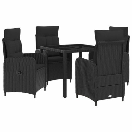 Utomhusmatbord 5 st Svart konstrotting