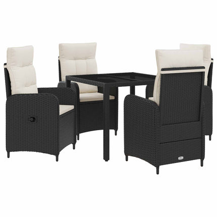 Utomhusmatbord 5 pcs Svart och krämvit 90 x 90 x 75 cm