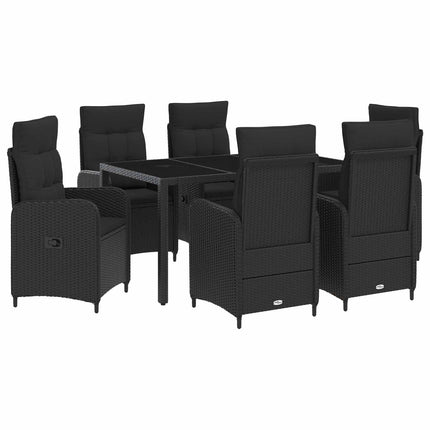 Utomhusmatbord 7 pcs Svart 150 x 90 x 75 cm konstrotting