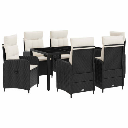 Utomhusmatbord 7 pcs Svart och krämvit 150 x 90 x 75 cm