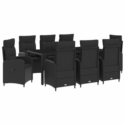 Utomhusmatbord 9 pcs Svart 190 x 90 x 75 cm konstrotting