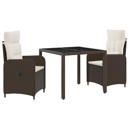 Utomhusmatbord 3 pcs Brun och krämvit 90 x 90 x 75 cm